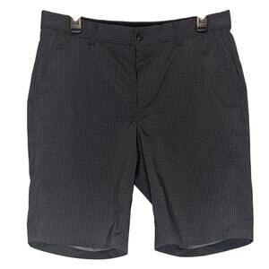 Greg Norman Everbest Dark Gray Grid Patterned Athletic Golf Shorts Size 32